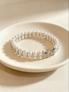 YISHU | Multi-layer Wrapped Womens Pearl Bracelet with Dual Rows