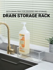 Locaupin Sink Organizer with Drainer Sponge Soap Holder Organizer Multifunctional Kitchen Accessories Sink Drainer Rack