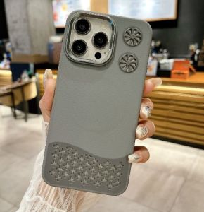 KISSCASE Fan Pattern Heat Radiation Breathable Phone Case For iphone 15 14 13 12 11 Pro Max Plus Magsafe Wireless Charging PU Leather All-inclusive Anti-fall Shockproof Back Cover For iphone 15 14 13 12 11