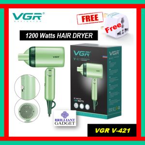 [ORI] VGR V-421 Portable Folding Hair Dryer 1200Watts DC Motor Low Noise Foldable For Travel With Concentrator Nozzle