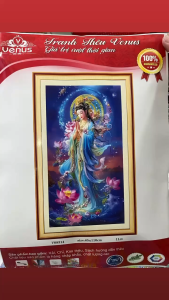 Tranh thêu chữ thập Quan Thế Âm Bồ Tát (Tranh thêu kín) nhiều mẫu & kích thước