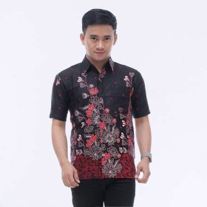 COUPLE Baju Batik Kemeja Lengan pendek Dan Blus Lengan Panjang Ful kancing Motif SAKURA