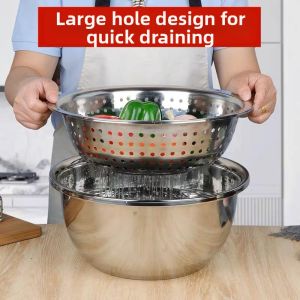 SHUQUE | Thick Stainless Steel Large Holes Colander