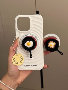 Magnetic Egg Fry Design Phone Case Womens Full Cover Protective Shell for  13 14 pro Compatible Simple Stylish Models