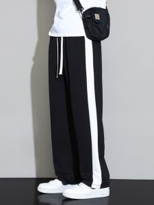 กางเกงลำลองชายผ้าไหมน้ำแข็งฤดูร้อน กางเกงขายาวทรงตรง แบรนด์เสื้อผ้าลำลอง ทรงหลวม ทรงตรง ทรงหลวม ทรงหลวม ทรงหลวม