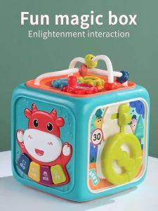 Đồ Chơi Giáo Dục Sớm Hộp Đồ Chơi Âm Nhạc Đa Năng 6 In 1 Kết Hợp Thả Hình Khối 6 Mặt Phát Triển Trí Tuệ Cho Bé