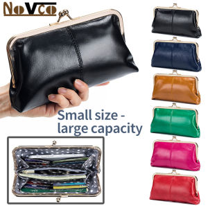 Novco Women Kisslock Genuine Cow Leather Wallet Creative Coin Purse Envelope Bridal Party Purse Chain Dinner Day Clutch Evening Handbag for Women Fashion Storage Purses Female Lipstick Pack