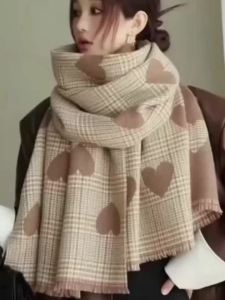 Khăn Choàng Giả Cashmere Dành Cho Nữ Mùa Đông Dày Có Tua Rua Khăn Choàng Ấm Áp Ngoài Trời Trang Trí Cổ Bằng Vải Polyester Bốn Mùa