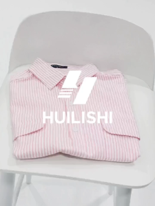 HUILISHI Men Blue White Vertical Striped Long Sleeve Shirt Loose Oversized Double Pocket Casual Button Down Blouse