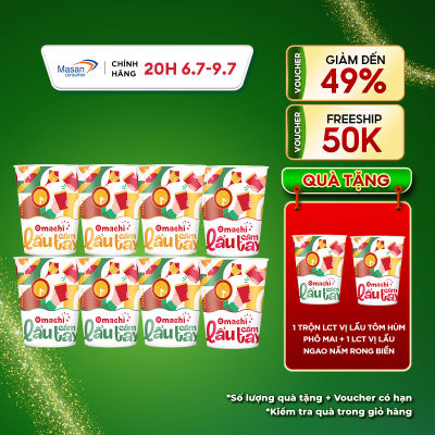 [20h 6.7-9.7 Voucher 18% CHO ĐƠN TỪ 199k]Combo 8 Mì Omachi Lẩu Cầm Tay Hương Vị ( 3 Tomyum + 3 Ngao Nấm Rong Biển + 2 Tôm Hùm Phô Mai )