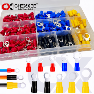 240/120Pcs Ring Terminals 10 Sizes M3-M8 22-10 AWG Quick Disconnect O-Type Insulated Electrical Wire Crimp Terminals Connectors