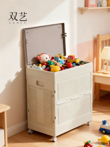 กล่องเก็บของขนาดใหญ่พร้อมล้อสำหรับเด็ก กล่องเก็บของแบบเปิดฝาแบบถอดได้พร้อมล้อ PP ทนทานสำหรับการจัดระเบียบ