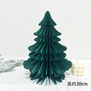 New Years Paper Christmas Tree Decoration Mini Tabletop Props Scene Arrangement Photography Folding Christmas Ornaments