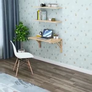 【Fast delivery】Solid Wood Folding Table Wall Computer Desk Writing Desk Wall Hanging Study Desk Folding Table Desk Space-saving