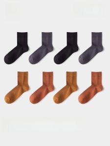 HLA | Mens Mid-Calf Socks Warm Cotton Breathable Antibacterial Deodorant Heating HLA Home Brand Pure Color Simple Style Autumn Season