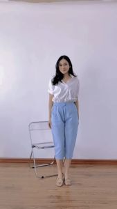 Celana Wanita Pendek 7/8 Kantong Linen Yuna