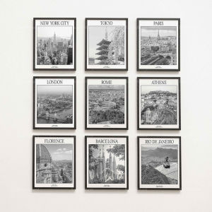 Rome France Barcelona London Rio de Janeiro Athens Florence Tokyo New York Puerto Rico black and white travel poster