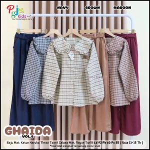 COD Setelan Atasan Lengan Panjang Motif Dan Celana Kulot Anak Perempuan Usia 11-15T Ghaidaa Vol6 Set