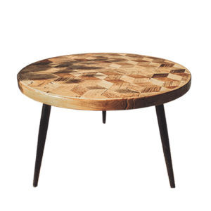 Wild Collection | Ripple Hundred Years Old Wood Diamond-Shaped Mosaic Coffee Table High and Low Combination round Side Table Corner Table