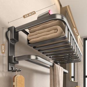 Bathroom Towel Rack Suction Cup Toilet Space Saving Storage Shelf No Drilling Wall Mounted Towel Bar Integrated Pole