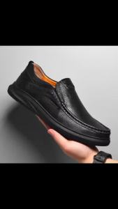 Mens Top Layer Cowhide Leather Shoes Spring Summer Casual Mens Shoes Soft Sole Comfortable Genuine Leather Mens Driving Shoes