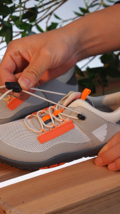 Barefoot Breathable Flexible Kids Shoes Grey Orange Accents