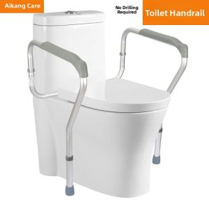 Aluminum Alloy Toilet Handrail Rack Elderly Bathroom Safety Aid Toilet Seat Frame Non-Slip Surface Installation without Drilling