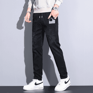 กางเกงขายาวทรงตรงยืดหยุ่นฤดูใบไม้ร่วง/ฤดูหนาว สำหรับผู้ชายและผู้หญิง 6 กระเป๋า กางเกงขายาวทรงตรง ทรงสลิมฟิต ไซส์ใหญ่ แฟชั่น