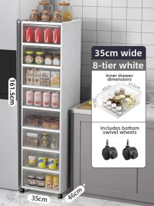 Narrow Gap Storage Cabinet Plastic Multilayer With Wheels