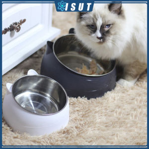 200ml Cat Food Bowl Raised Dish Pet Bowl No Slip Stainless Steel Elevated Stand Puppy Cats Neck Protection Food Drink Water Feeder Cat Food Pot Dog Pot Cat Pot Cat Supplies Dog Supplies Milk Cat Teddy Golden Retriever