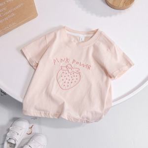 เสื้อยืดเด็กผู้หญิงแขนสั้นผ้าฝ้ายแท้ฤดูร้อน 2025 เสื้อชั้นในเด็กผู้หญิงแขนกุดทรงพอดีตัว คอกลม ลายการ์ตูน ลำลอง ระบายอากาศได้ดี