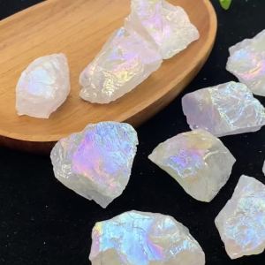 1pc 40-100g Stunning Aura Clear Quartz Raw Stone-Unique Colorful Stone Perfect Home Decoration,Garden Stone,Great Gift