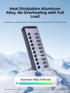 Green Alliance USB Expander Plug Multi-port Hub with Power 7/10 Port Desktop Laptop 3.0 High Speed Data Transfer