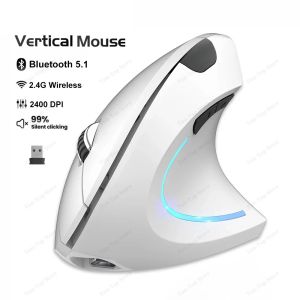Kebidumei | KEBIDUMEI Vertical Mouse Bluetooth 5.1 2.4G Wireless Mouse Ergonomic 2400DPI 6 Mute Buttons for MacBook Tablet Laptops Computer