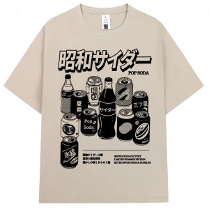 Sanrio | Vintage Japanese Style Soda 90s Anime T-shirts Vintage Fashion Harajuku Men Women T Shirt Oversized Cotton O-Neck Street T-shirt