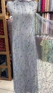 Kain Tille Spangle Garis Quality Premium Bahan Kebaya Gamis Dress