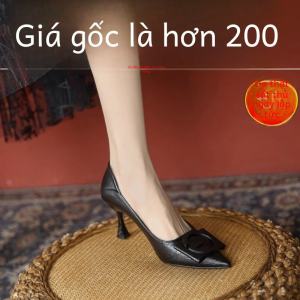 Giày Cao Gót Da Mềm Màu Đen Giày Công Sở Đế Bằng Mũi Nhọn Đế Cao Su Thường Ngày Mùa Xuân 2024 Giày Đơn Thời Trang Cho Nữ