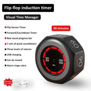 Flip Timer Mini Visual Timer Gravity Sensor Timer 90-Minute 7 Preset Time Management Tools for Home School Study Office Kitchen