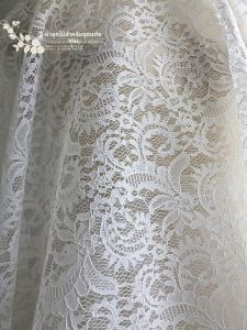 กระโปรงสั้นผ้าลูกไม้ปักสีขาว Likon ทรงเอเอวสูง กระโปรงทรงเอ ผ้า DIY สำหรับทำเสื้อผ้า ผ้าลูกไม้ปักลายแบบเรียบง่ายและโมเดิร์น