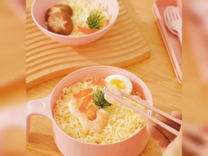 Wheat straw biodegradable plastic instant noodle bowls set
