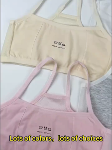 Magic Selection 9-13Y Elegant Cotton Camisole Bralette in Assorted Colors - Comfort Fit for Sleep & Lounge