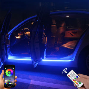 Đèn Ốp Sườn Cửa Xe Ô Tô Dải Đèn Chạy Bảng LED RGB Có Điều Khiển Ứng Dụng Từ Xa Không Dây Đèn Trang Trí Xung Quanh Ô Tô Neon