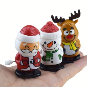 Festive Wind-Up Figurines Jumping & Walking Clockwork Playthings Party Favors Santa Claus Snowman Home Decor Ornament Party Gift