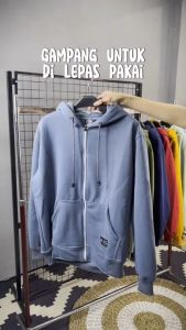 Dezirose Jaket Hoodie Zipper Polos Pria Wanita Distro Premium Fleece Tebal Size M - XXL