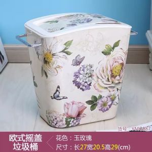 Mimicry Ceramic Wave Lid Trash Can Nordic Style with Lid for Living Room Bedroom Home Use Plastic Waste Bin Garbage Can