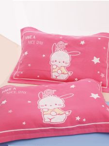 Pure Cotton Childrens Pillowcase Soft Toddler Nursery Cartoon Design Four Layers Gauze Suitable for 30X50 Pillow
