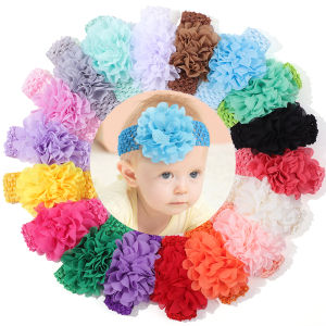 9pcs/Set Baby Girls 5.5 Big Flower Floral Chiffon Headbands Lovely Headwrap Knitted Hairband for Newborns Hair Accessories