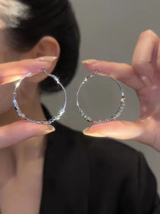 Elegant Silver Circle Earrings Womens Summer Fashion Slimming Face Design Simple Personality Ear Rings New Trend 2025