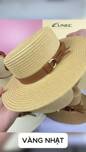 Mũ Cói Boater Nơ Khóa Vải Cao Cấp Vành Rộng Style Âu Sang Trọng Nón Cói Form Chuẩn Đẹp Có Đóng Hộp