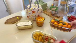 Oval Fresh-keeping Box Amber High-borosilicate Heat-resistant Glass Microwave Oven Heating Lunch Box Partition Bowl